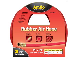 Red Rubber Air Hose, 1/4 In x 25 Ft