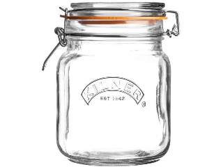 Square Clip Top Glass Storage Jar, 34 Oz