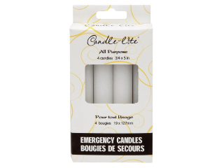 White Emergency Candle, 4 Pk