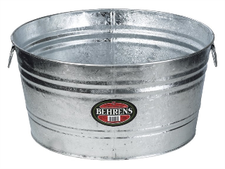 Behrens #1 Round Galv Steel Wash Tub, 11 Gal