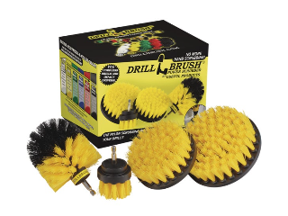 Drillbrush Medium Yellow Scrub Brush, 4 Pc