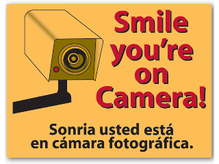 9 In x 12 In Plastic Sign: Smile Your On Camera