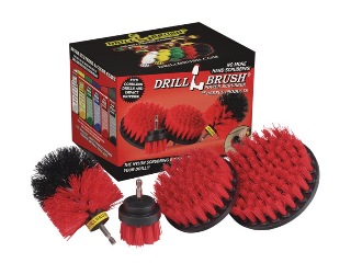 Drillbrush Stiff Red Scrub Brush, 4 Pc