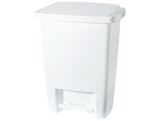 Step-On White Wastebasket, 33 Qt