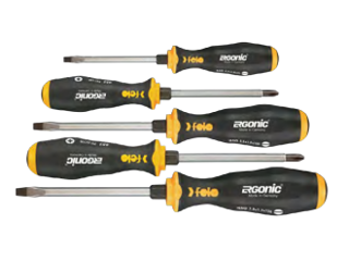 Felo Ergonic Slotted and Phillips Screwdriver Set, 5 Pc