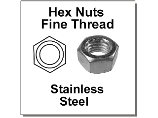 Hex Nuts Fine Thread, Stainless Steel