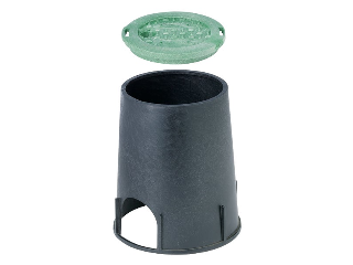 7 In Round Black and Green Valve Box with Cover