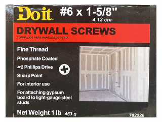 Drywall Screw Fine Thread, 1 Lb Box (Sizes)