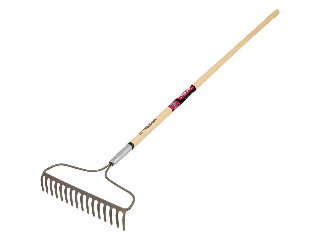 Steel Bow Garden Rake, 16-Tine w/ 60 In Wood Handle