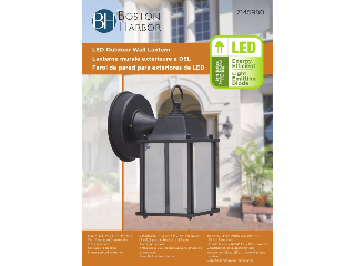 LED Outdoor Wall Lantern, Black Finish