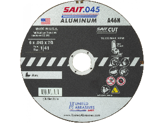 Aluminum Cutting Wheel A46N, 4-1/2 x 1/4 In x 7/8 In Arbor