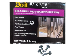 #7 Pan Head Phillips Drill Point Sheet Metal Framing Screws, 1 Lb