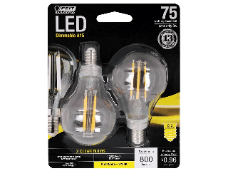 LED 75W Clear Soft White A15 Dimmable Light Bulb, 2 Pk