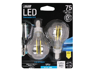 LED 75W Clear Daylight A15 Dimmable Light Bulb, 2 Pk