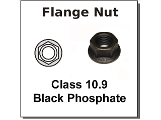 Metric Flange Nuts Steel Black Phosphate (Sizes)