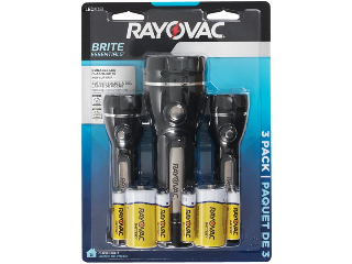 Rayovac Rubber LED Flashlight Set, 3 Pk