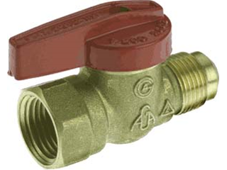 AGA Gas Ball Valve, 9/16-24 Flare x 1/2 In FPT