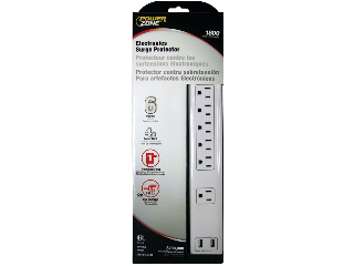 White 6 Outlet Surge Strip