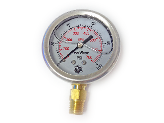 2-1/2 In Liquid Fill Gauge, 0-160 PSI