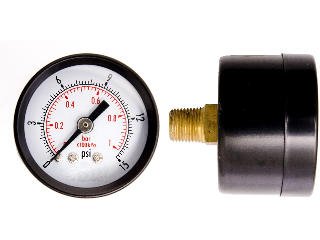 2 In Steel  Pressure Gauge 300 PSI, 1/4 In Center Back Mount