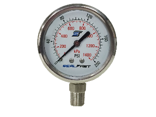 2-1/2 in Stainless Liquid Pressure Gauge 160 PSI, 1/4 In SS Bottom