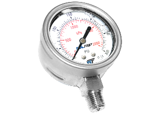 2-1/2  In Stainless Pressure Gauge 100 PSI, 1/4 In SS Bottom