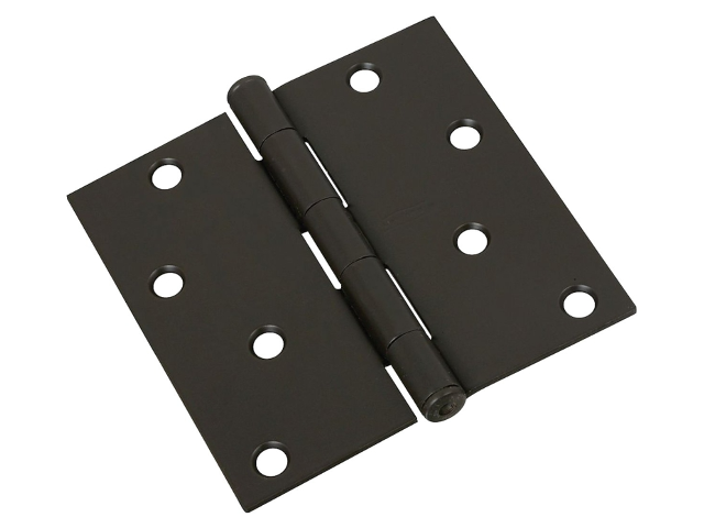 Square Corner Oil Rubbed Bronze Door Hinge, 4 In