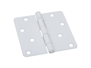 Round Corner White Door Hinge, 4 In