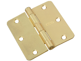 Round Corner #512RC Satin Brass Door Hinge, 3-1/2 In