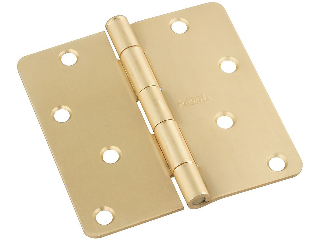 Round Corner #512RC Satin Brass Door Hinge, 4 In