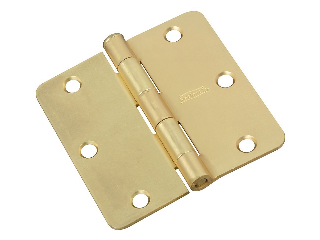 Round Corner #512RC Satin Brass Door Hinge, 3-1/2 In