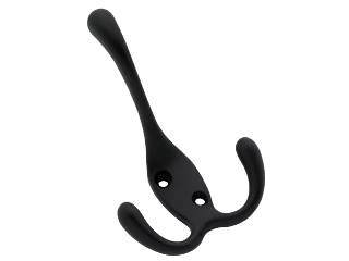 Triple Clothes Hook, Matte Black