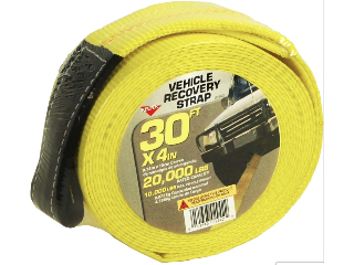 Vehicle Recovery Tow Strap 20,000 Lbs, 4 In x 30 Ft