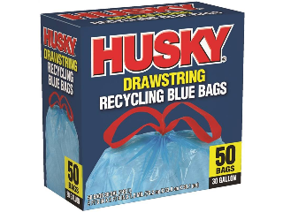 Husky Blue Recycle Trash Bags 30 Ga, 50 Ct