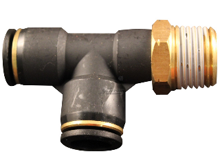 Push to Connect Nylon Tube Fittings Male Swivel Run Tee, 1/4 In x 1/4 In