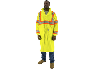 High Visibility Waterproof Rain Coat with DOT Striping, 48 In