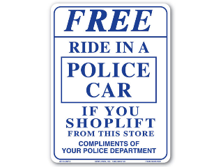 9 In x 12 In Plastic Sign: Ride In Police Car