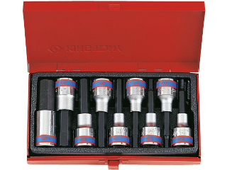 Hex Bit Socket Set 1/2 In Drive, 9 Piece Metric