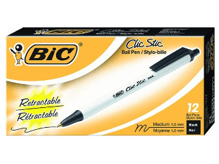 BIC Retractable Pen 12 Pack Black