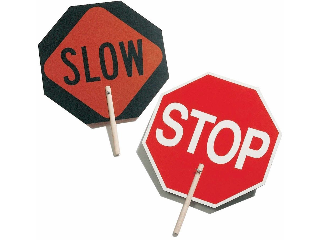 Sign With Wood Handle: Slow/Stop Reversable