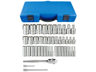 SAE & Metric Socket Set, 1/4 In Drive 44 piece