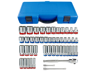 SAE & Metric Socket Set, 3/8 In Drive 47 piece