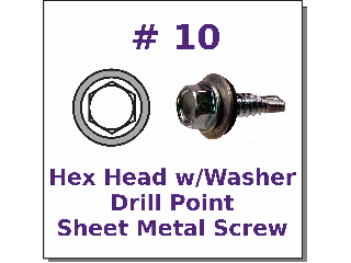 #10 Hex Head Stainless Steel Drill Point Sheet Metal Screw w/Washer