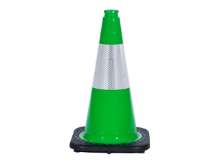 Lime Safety Cone With Reflecting Band, 18 In