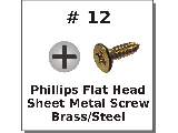 #12 Flat Phillips Sheet Screws Brass/Steel