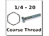 1/4" Hex Bolts Zinc Plated Steel Grade 2