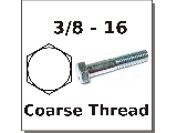 3/8" Hex Bolts Zinc Plated Steel Grade 2