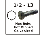 1/2-13 Hex Bolts Hot Dipped Galv