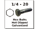 1/4-20 Hex Bolts Hot Dipped Galv