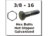 3/8-16 Hex Bolts Hot Dipped Galv